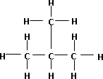 Fórmula desarrollada de la molécula de i-butano