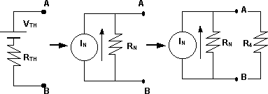 Esquema del reemplazo por el circuito equivalente