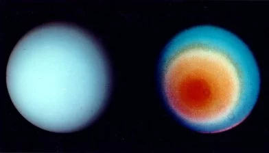 Urano, color verdadero y falso