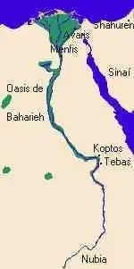 Dominios iniciales de Egipto a lo largo del río Nilo