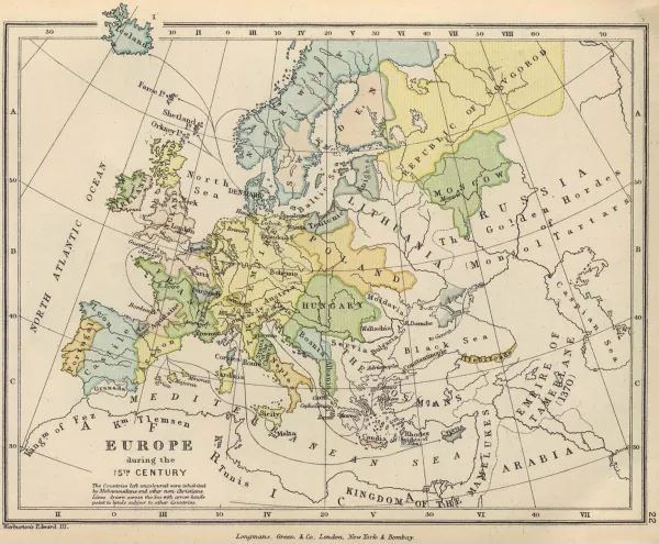 Mapa de Europa en el siglo XV