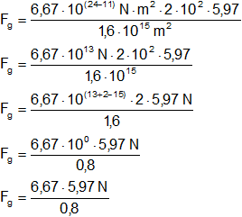 Cálculo de la fuerza gravitatoria