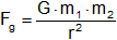Fórmula de la ley de Newton de la gravitación