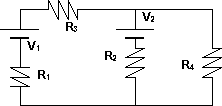 Esquema de un circuito con fuente y resistencia