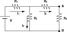 Esquema de un circuito con fuente y resistencia