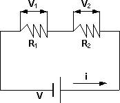 Esquema de un circuito con resistencias en serie
