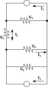 Esquema del circuito para resolver por el método de nodos