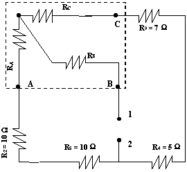 Esquema del circuito para resolver por el método de Thevenin