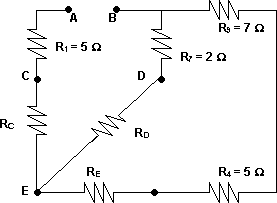 Esquema del circuito para resolver por el método de Thevenin