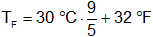 Cálculo de conversión de grados centígrados a Fahrenheit