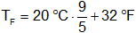Cálculo de conversión de grados centígrados a Fahrenheit