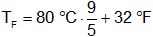 Cálculo de conversión de grados centígrados a Fahrenheit