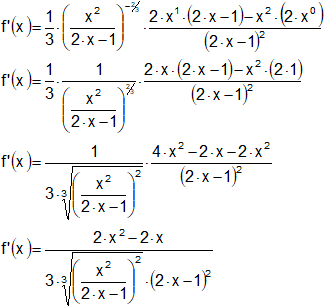 Cálculo de derivadas de funciones compuestas por las reglas de derivación
