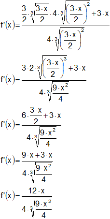 Cálculo de derivadas de funciones compuestas por las reglas de derivación