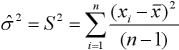 Fórmula del estimador de la varianza muestral