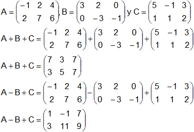 Suma y resta de matrices