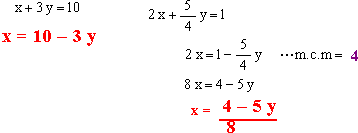 Ejemplo de resolución de sistemas de ecuaciones por el método de igualación