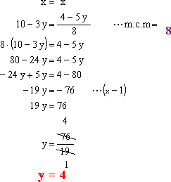 Ejemplo de resolución de sistemas de ecuaciones por el método de igualación
