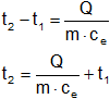 Cálculo de la temperatura final