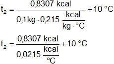 Cálculo de la temperatura final