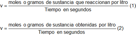 Cálculo de la velocidad de reacción