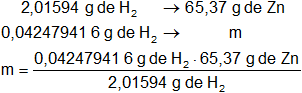 Cálculo de la masa en una reacción química