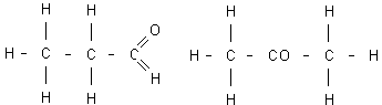 Fórmulas del propanol y propanona