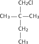 Fórmula desarrollada del 1-cloro-2,2-dimetilbutano
