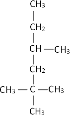 Fórmula desarrollada del 2,2,4-trimetilhexano