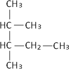 Fórmula desarrollada del 2,3-dimetilpentano