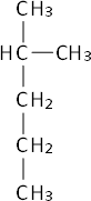 Fórmula desarrollada del 2-metilpentano