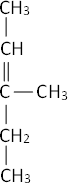 Fórmula estructural del 3-metil-2-penteno