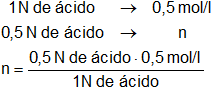 Cálculo del número de moles en una solución