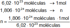Cálculo del número de moles de un compuesto